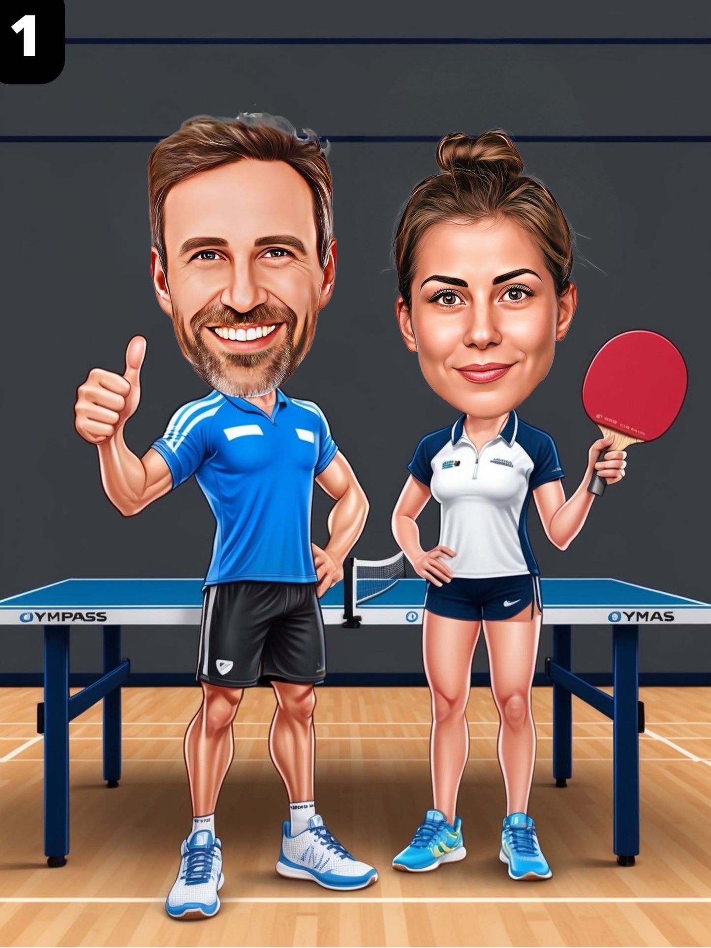 Joueurs de tennis de table - Couple