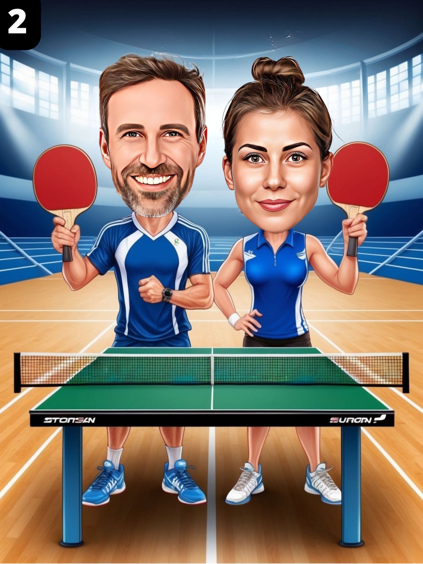 Joueurs de tennis de table - Couple