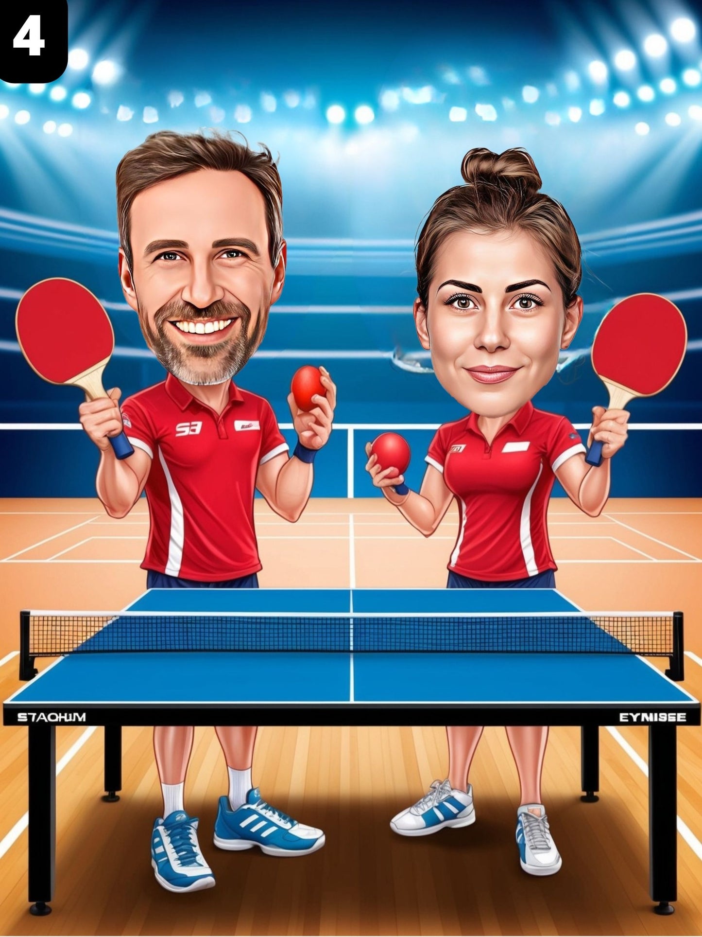 Joueurs de tennis de table - Couple