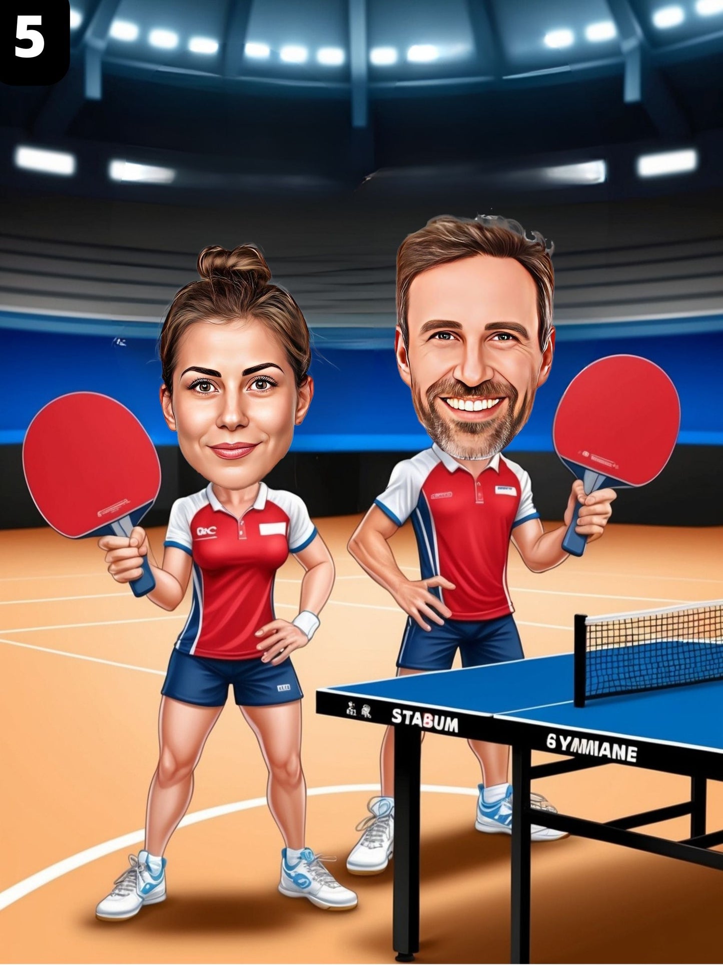 Joueurs de tennis de table - Couple