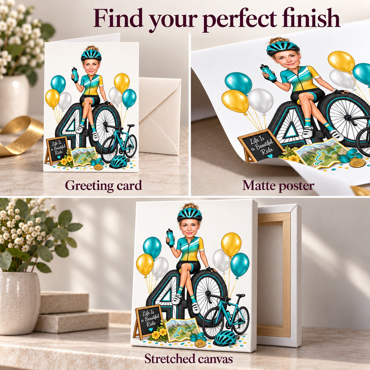 Closeups of card, matte poster, and stretched canvas textures and edges