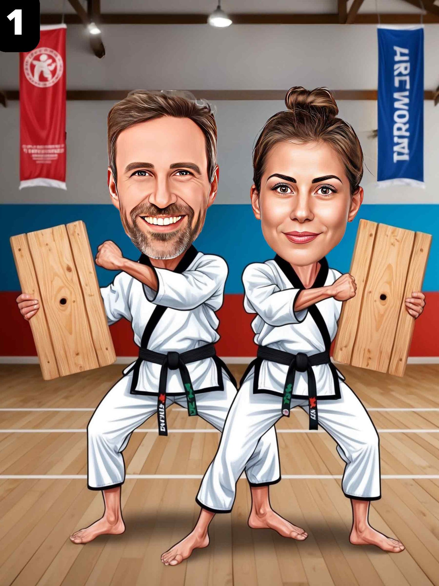Combattants de taekwondo - Couple