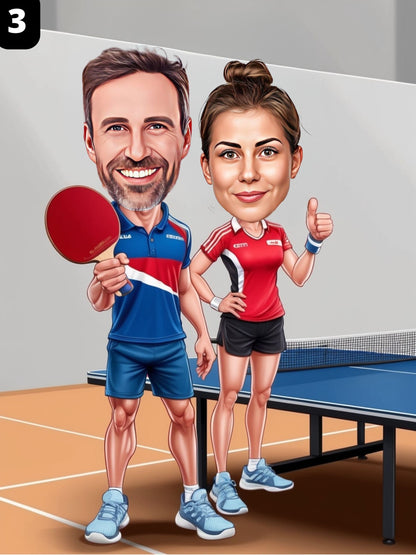 Joueurs de tennis de table - Couple