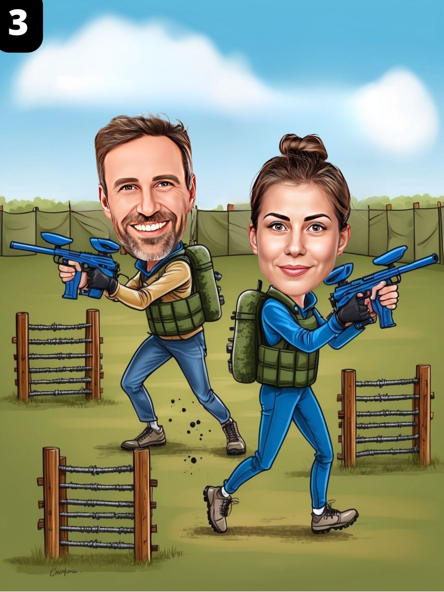 Joueurs de paintball - Couple
