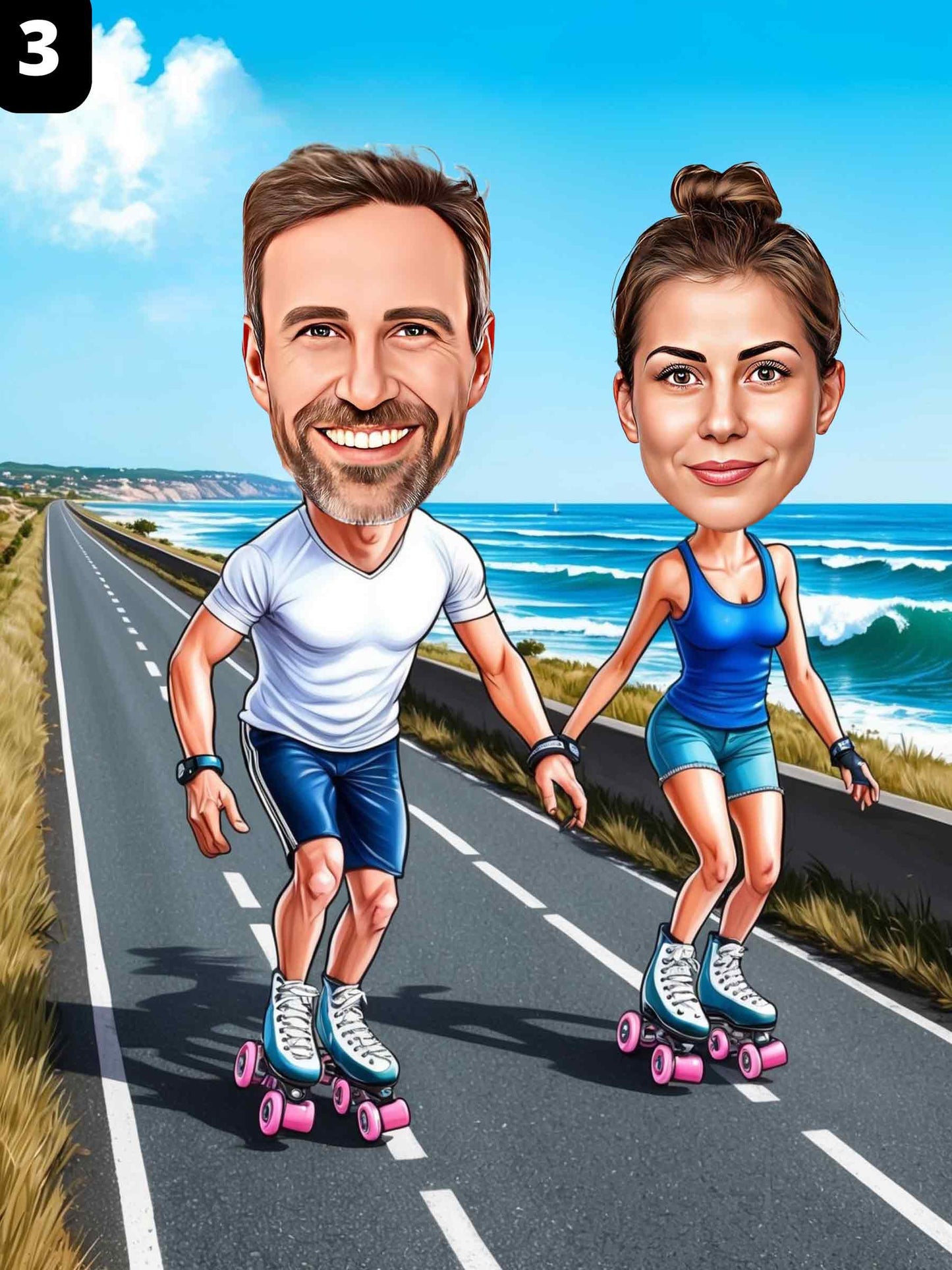 Patineurs à roulettes - Couple
