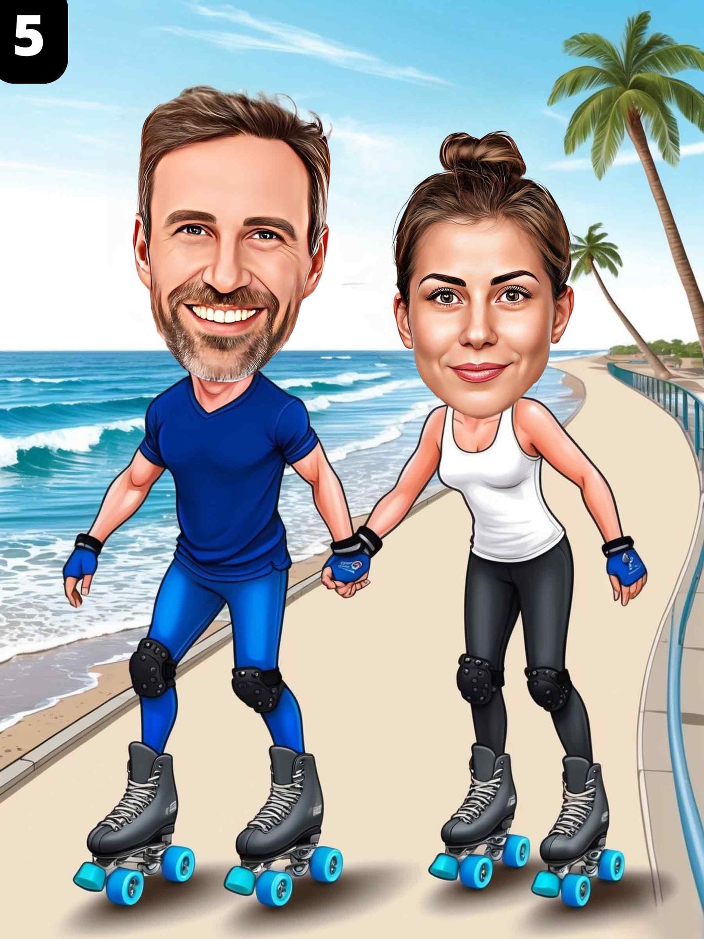 Patineurs à roulettes - Couple