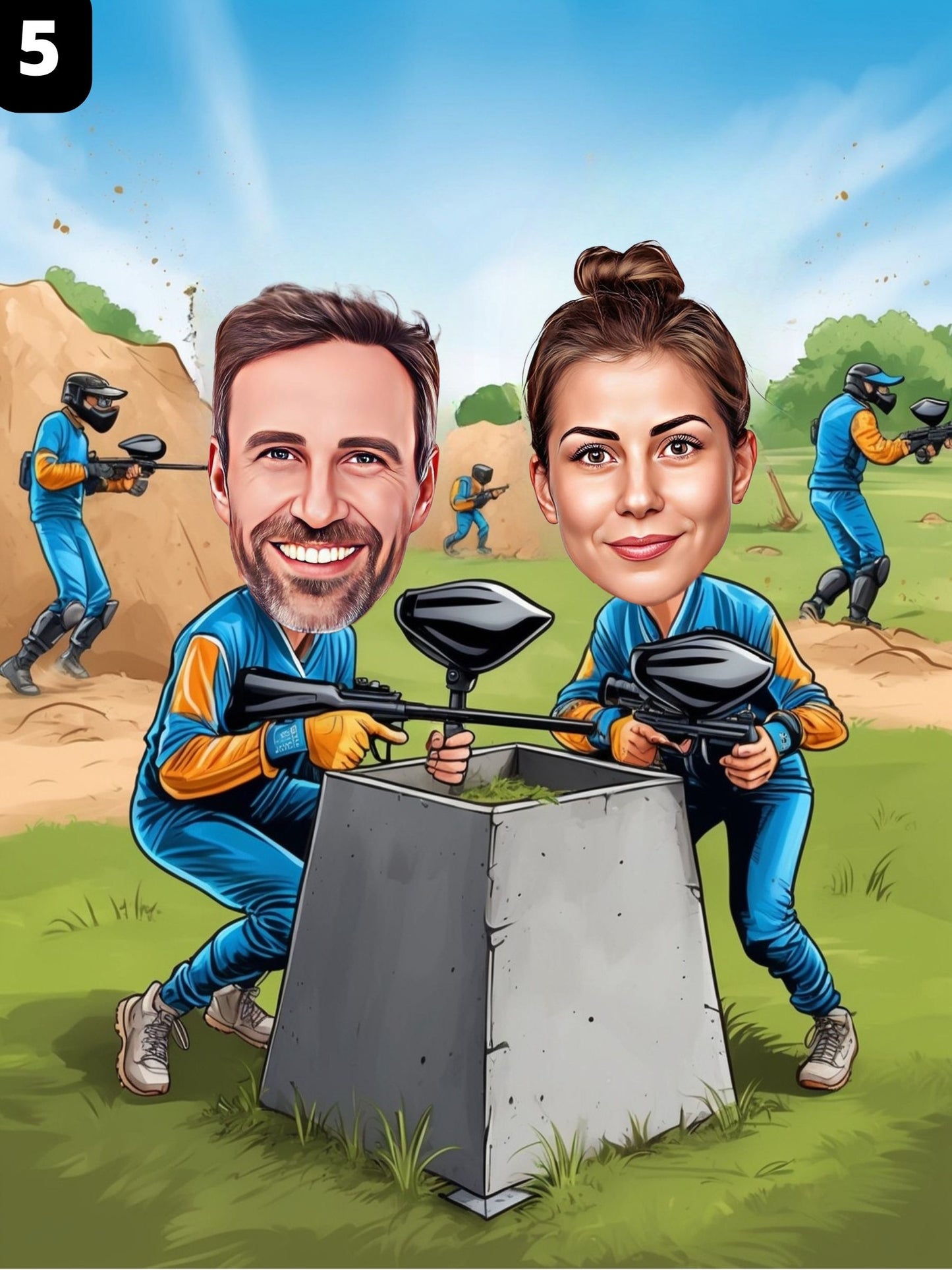 Joueurs de paintball - Couple