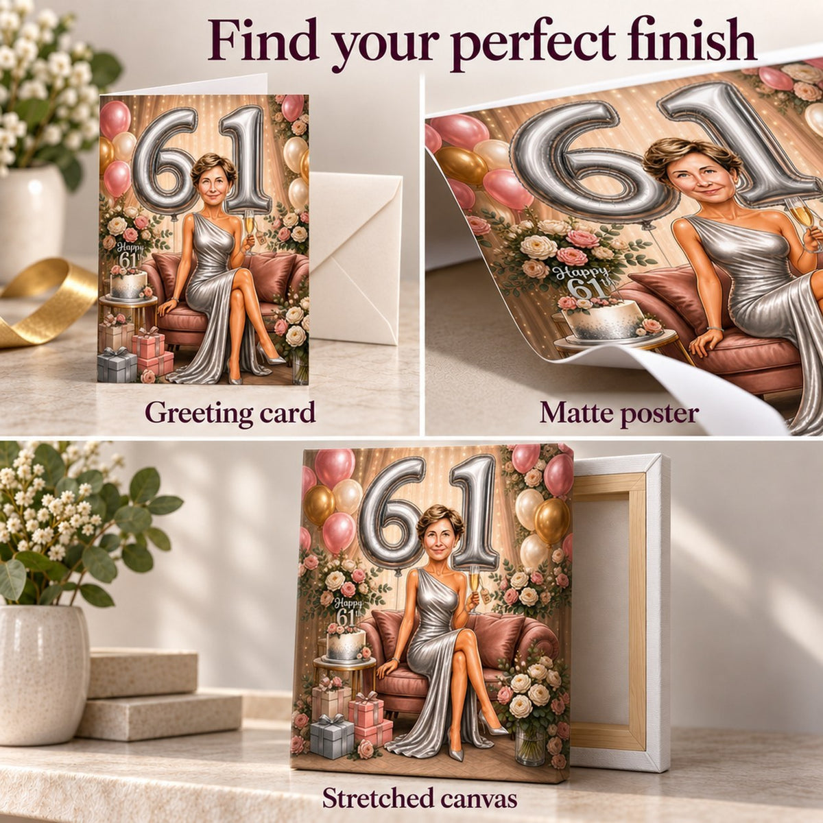 Matte poster, 5x7 greeting card, or stretched canvas ready to hang.