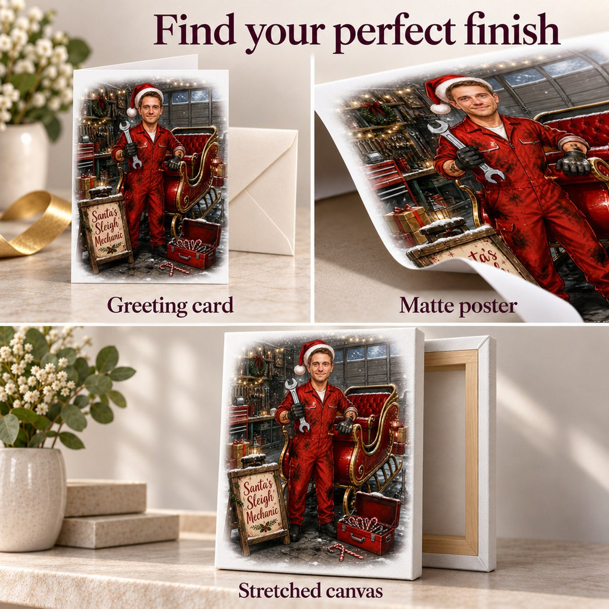 Matte poster, stretched canvas, and 5x7 greeting card options, with unframed poster finish.